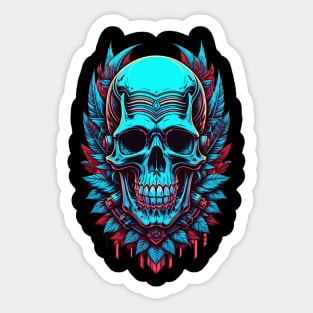 Metallic Skull Retro Sticker